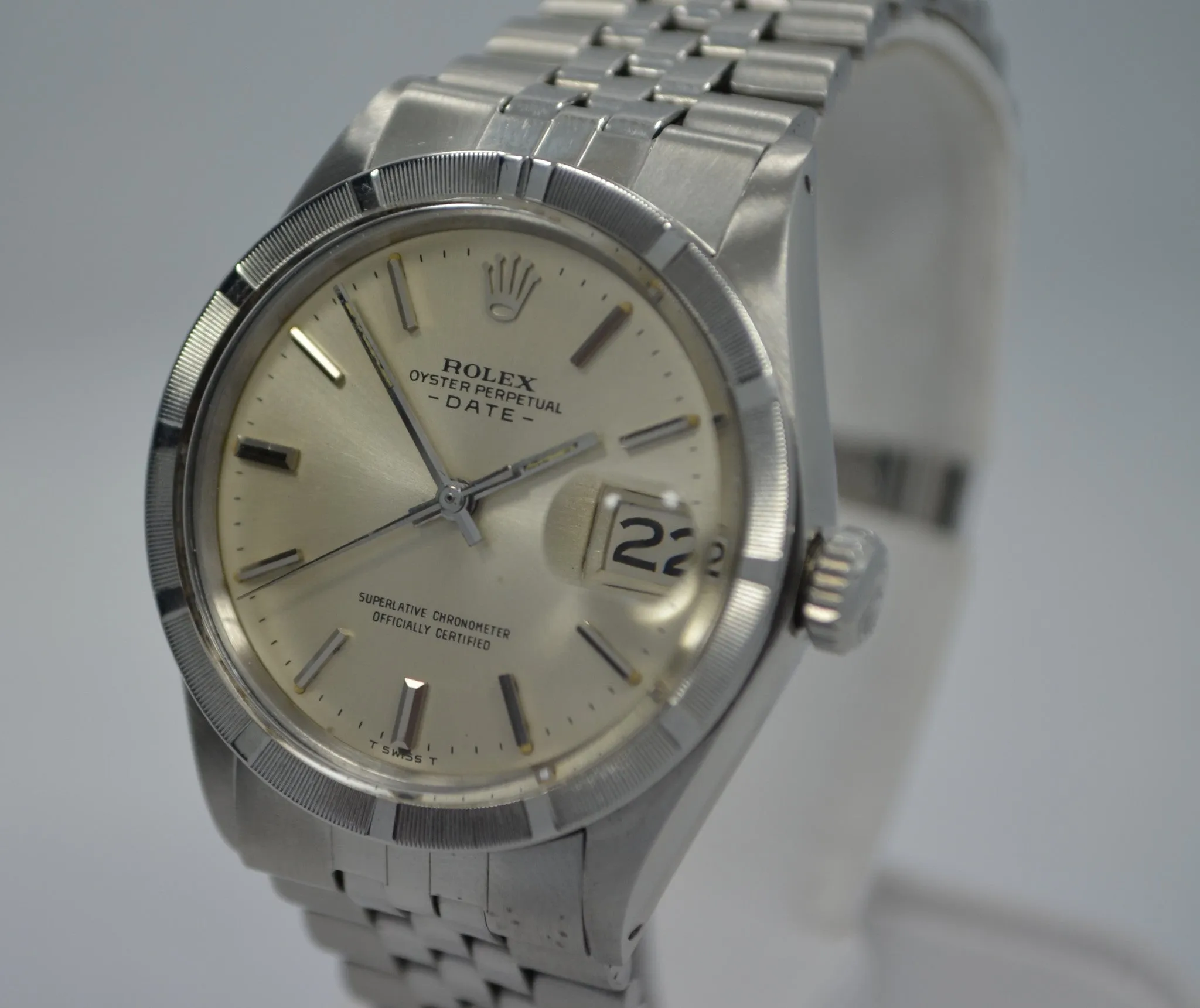 Vintage Rolex 1501 Oyster Perpetual Date 1968 Stainless Steel Silver Wristwatch