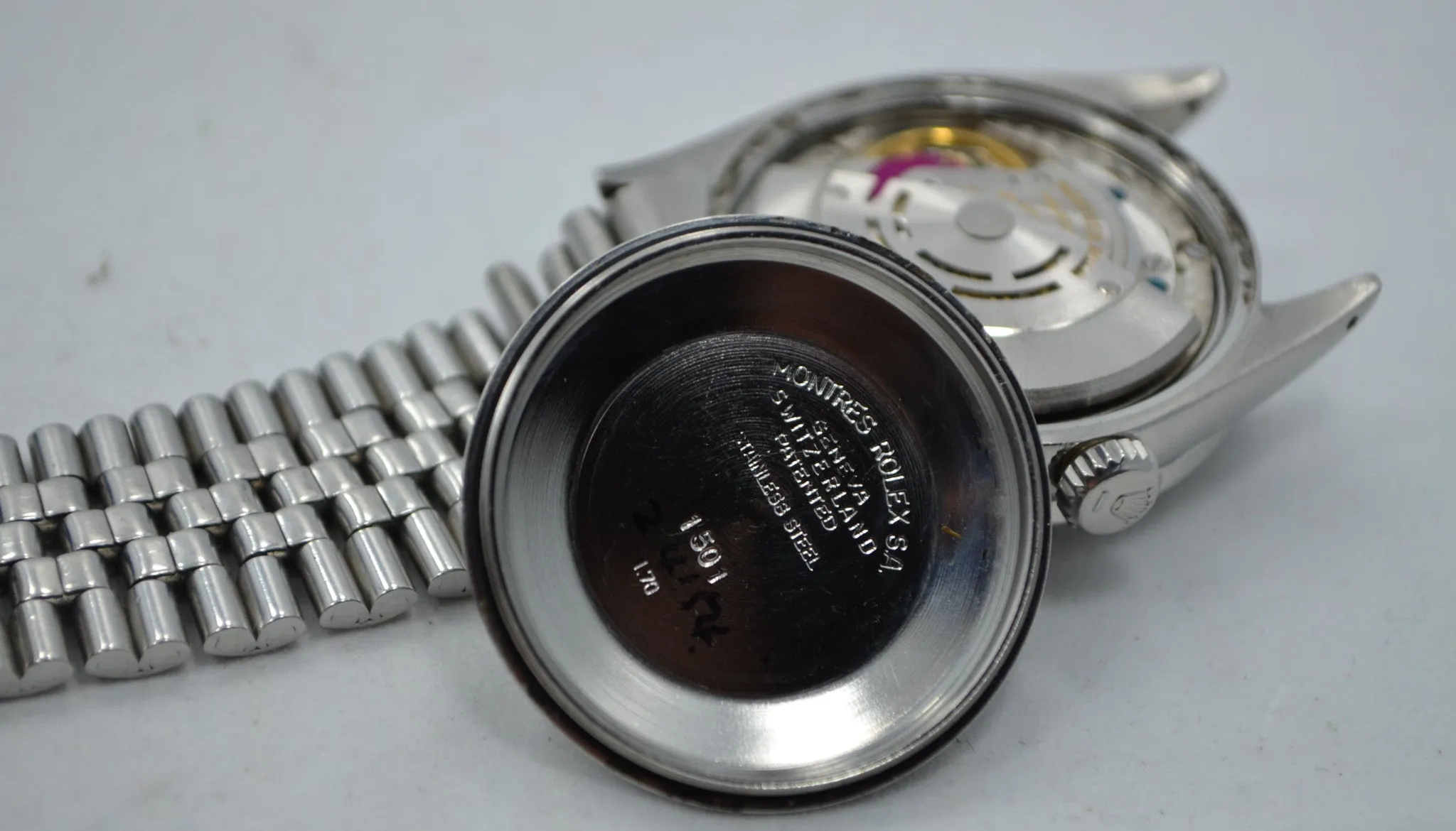 Vintage Rolex 1501 Oyster Perpetual Date 1968 Stainless Steel Silver Wristwatch