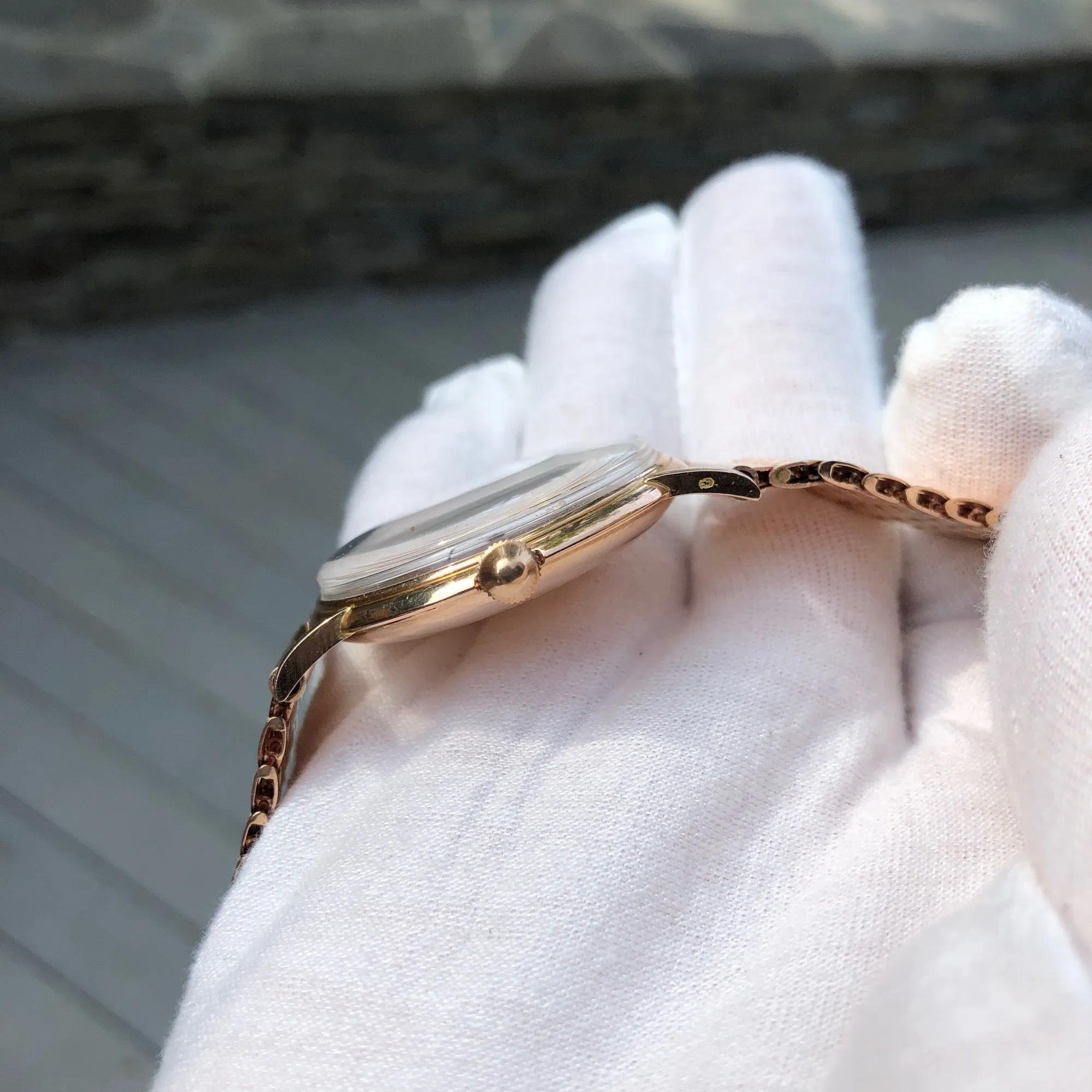 Vintage Rolex 4222 Chronometer 14K Rose Gold Manual 35mm Dress Wristwatch Circa 1955