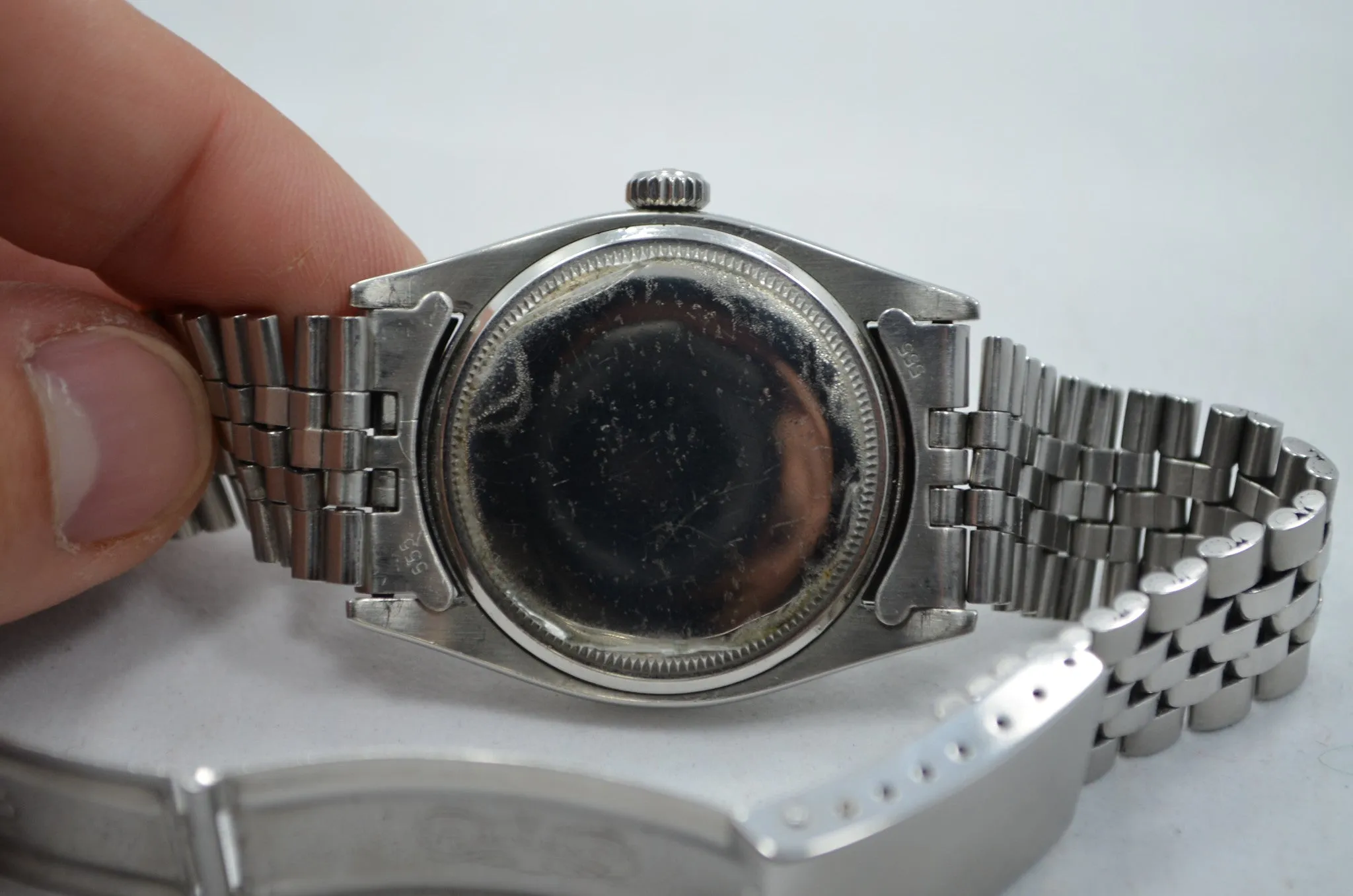 Vintage Rolex 6605 Red DateJust Steel Jubilee Checkerboard Bezel 1958 Wristwatch
