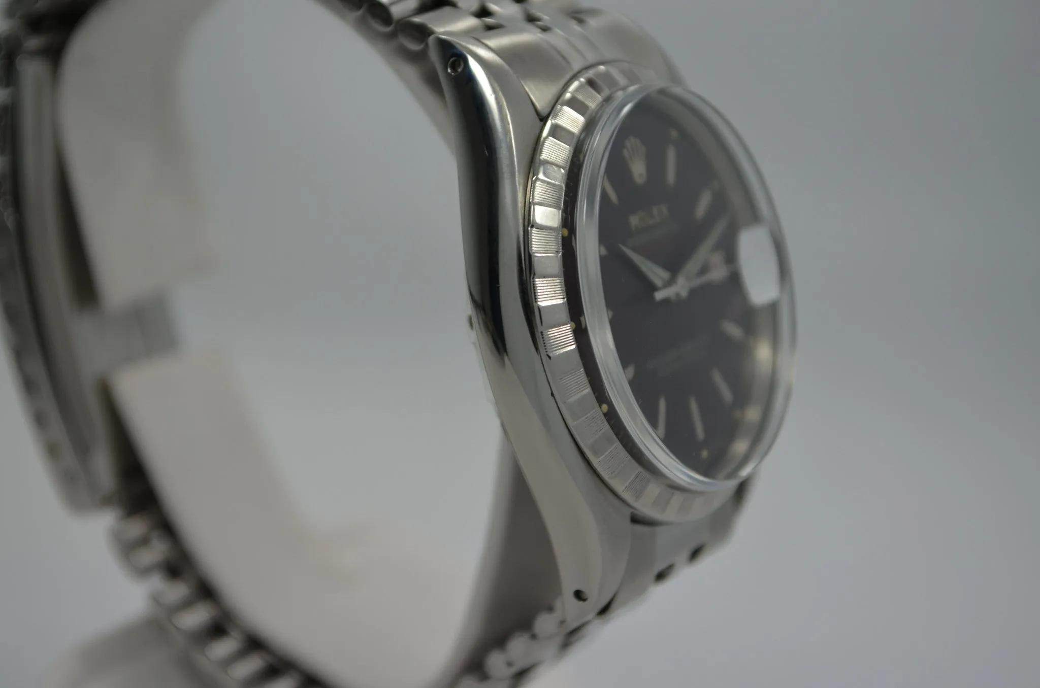 Vintage Rolex 6605 Red DateJust Steel Jubilee Checkerboard Bezel 1958 Wristwatch