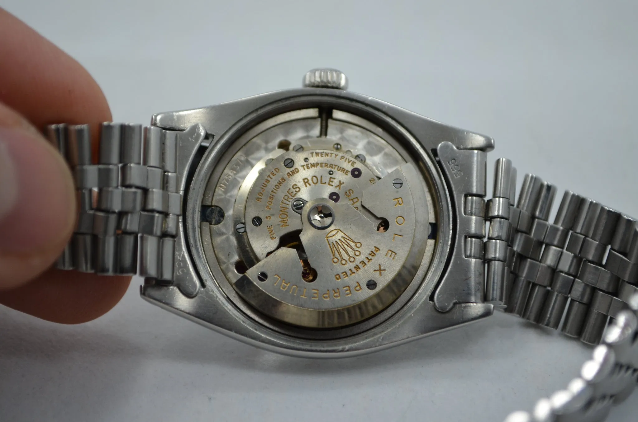 Vintage Rolex 6605 Red DateJust Steel Jubilee Checkerboard Bezel 1958 Wristwatch