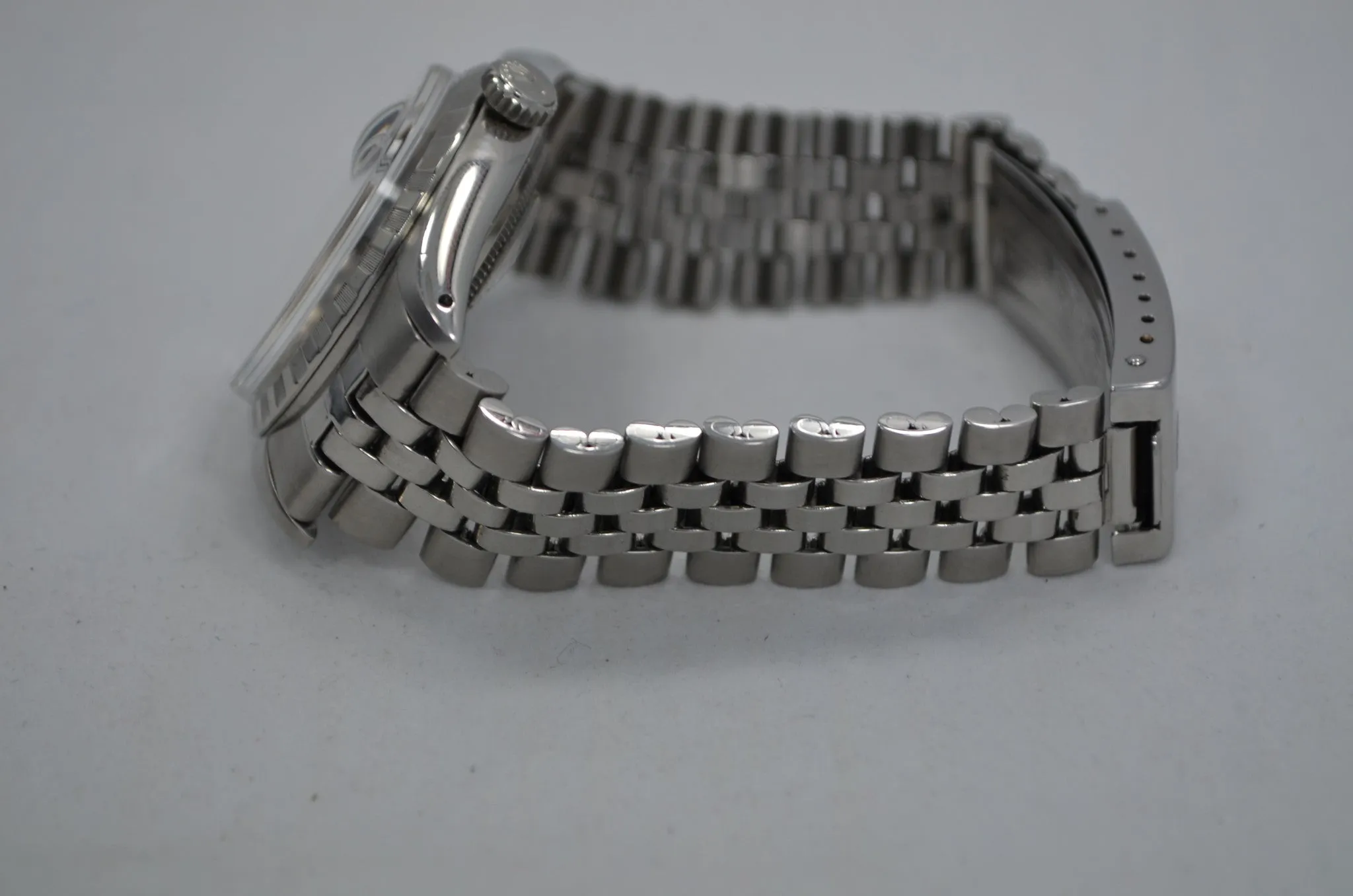 Vintage Rolex 6605 Red DateJust Steel Jubilee Checkerboard Bezel 1958 Wristwatch