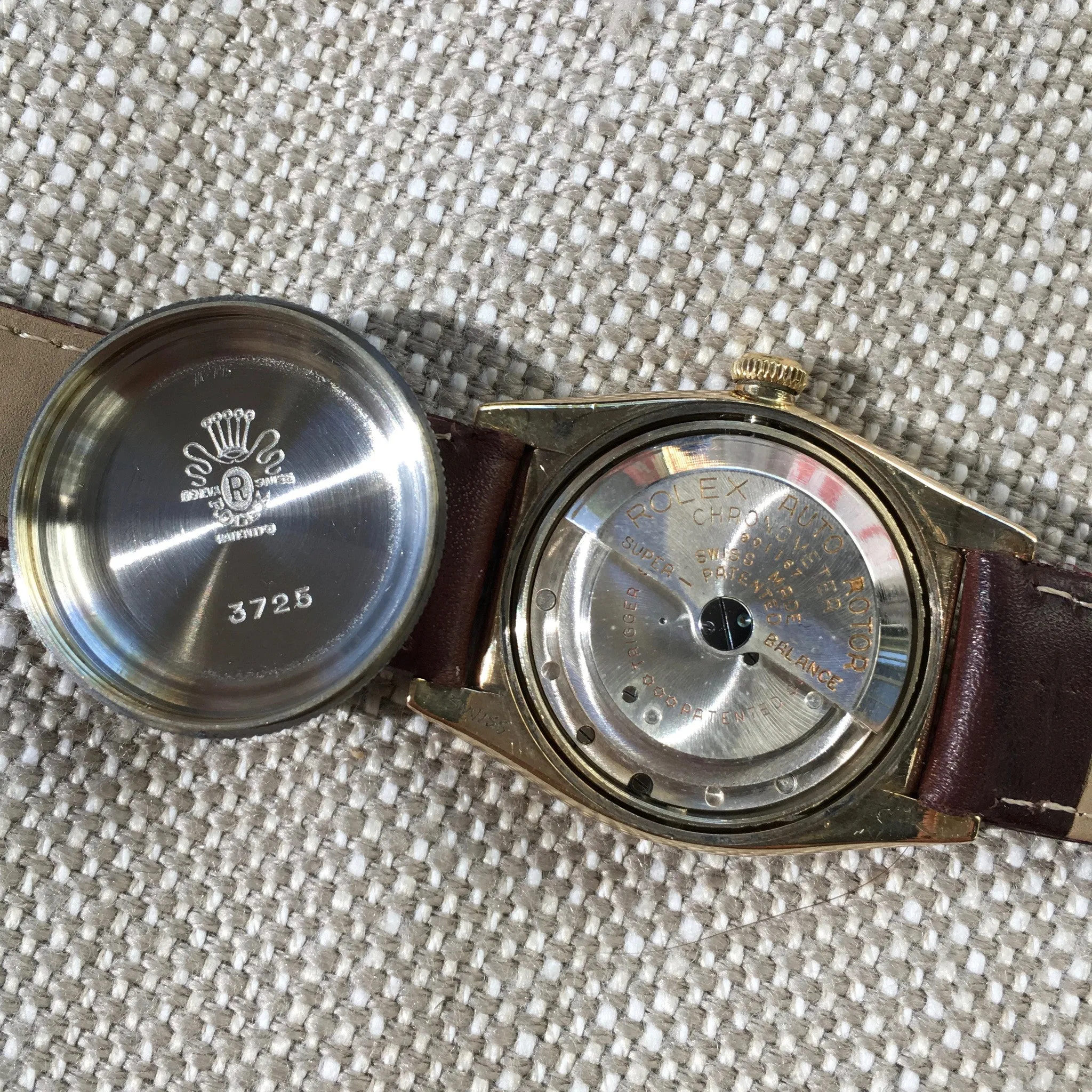 Vintage Rolex Bubbleback 3725 14K Solid Gold Steel TROPICAL Automatic Watch