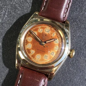 Vintage Rolex Bubbleback 3725 14K Solid Gold Steel TROPICAL Automatic Watch