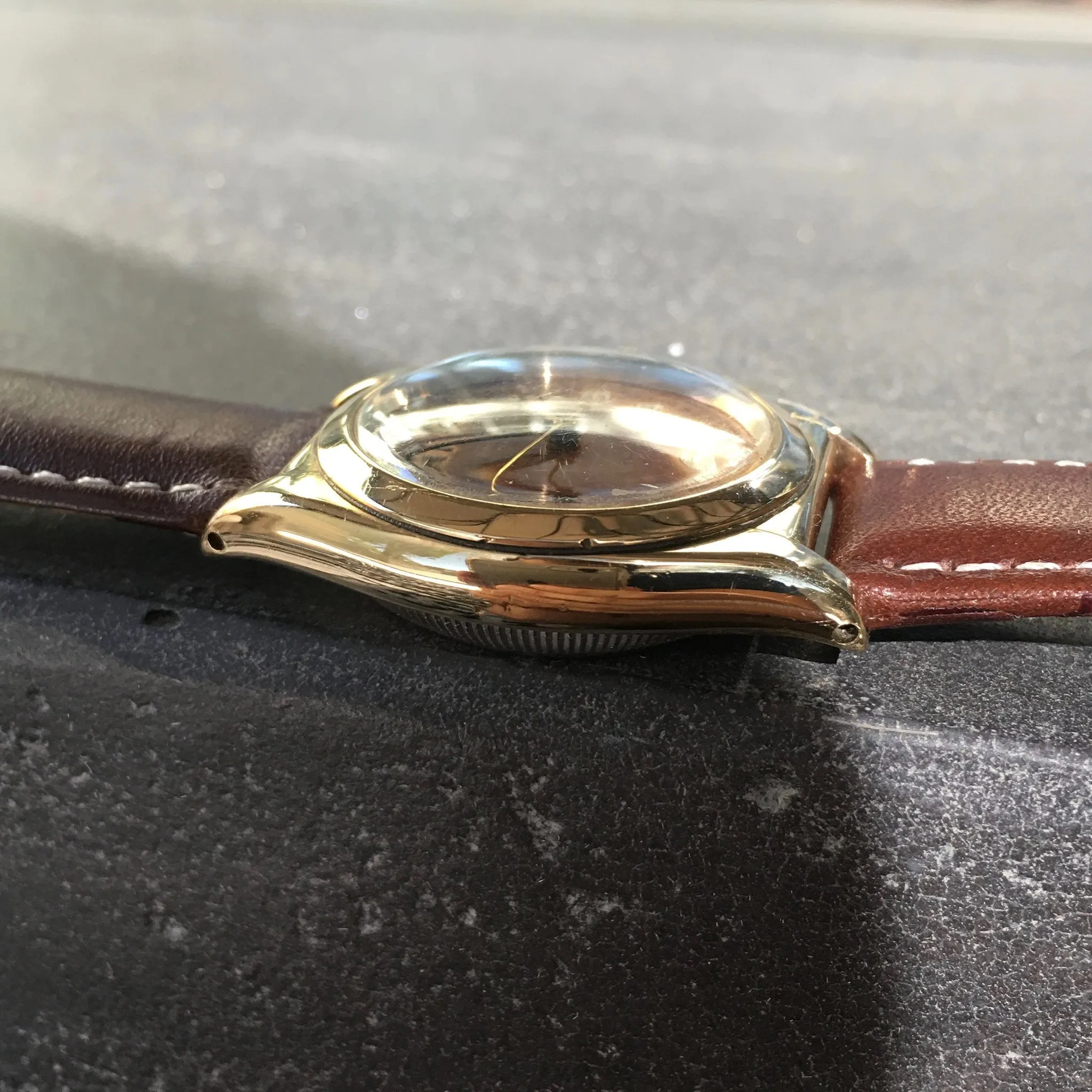 Vintage Rolex Bubbleback 3725 14K Solid Gold Steel TROPICAL Automatic Watch