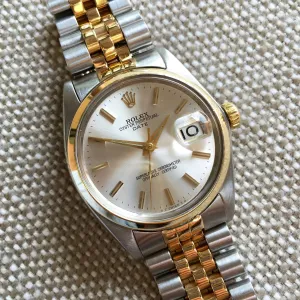 Vintage Rolex Date 1500 Two Tone Steel 18K Jubilee Cal. 1560 1964 Silver Stick Watch