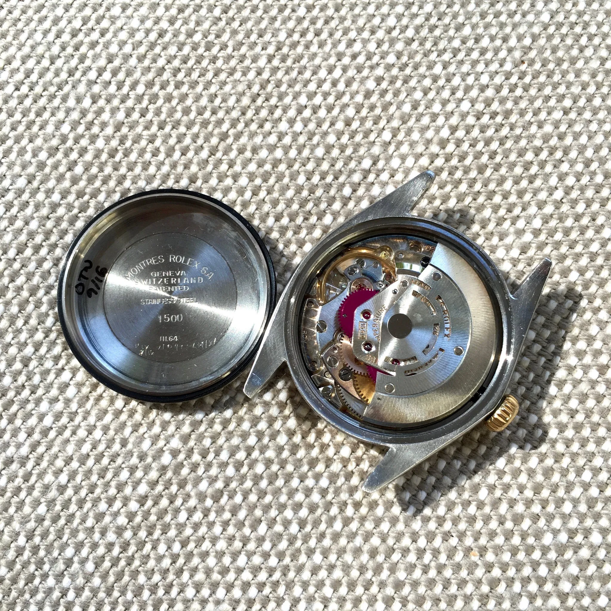 Vintage Rolex Date 1500 Two Tone Steel 18K Jubilee Cal. 1560 1964 Silver Stick Watch
