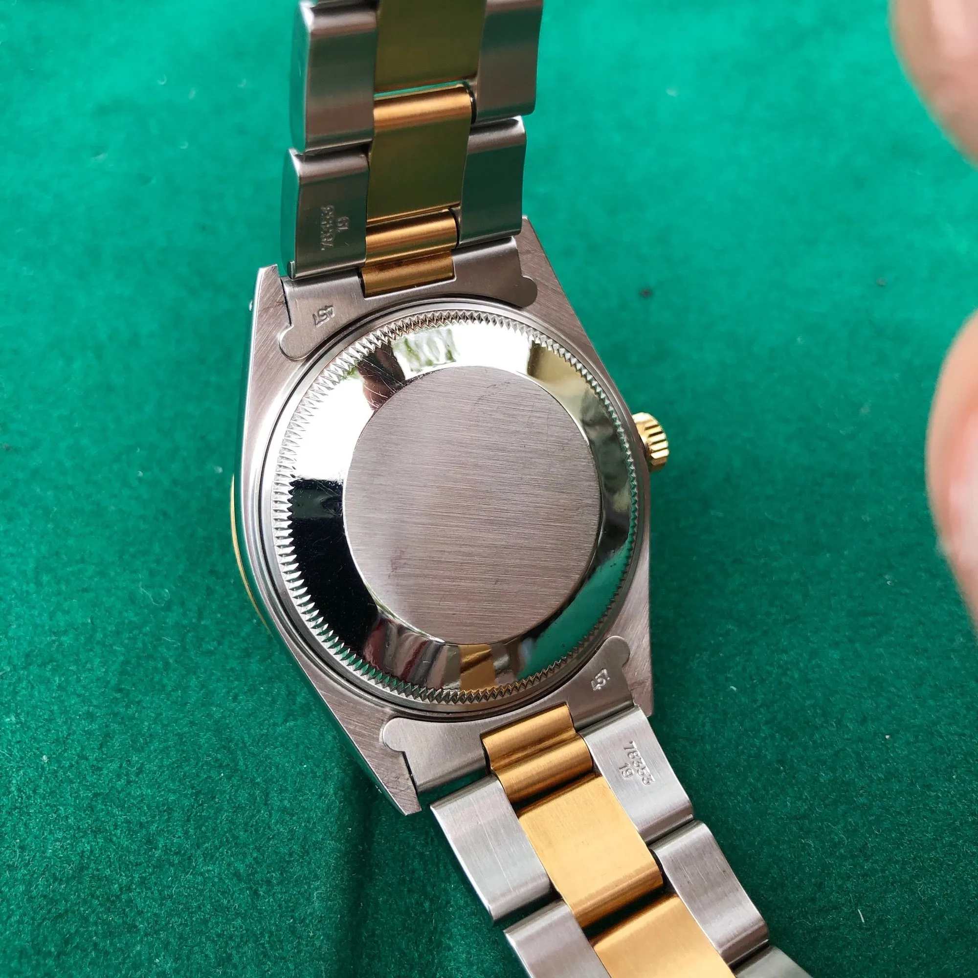 Vintage Rolex Date 15003 Two Tone Oyster Champagne Stick Automatic Wristwatch Circa 1987
