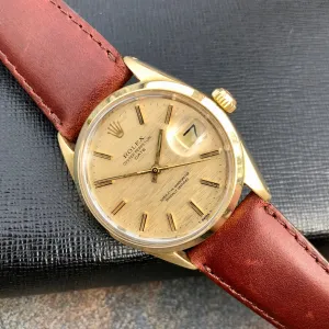Vintage Rolex Date 1550 14K Gold Capped Steel Oyster Perpetual Cal 1570 Wristwatch Circa 1970