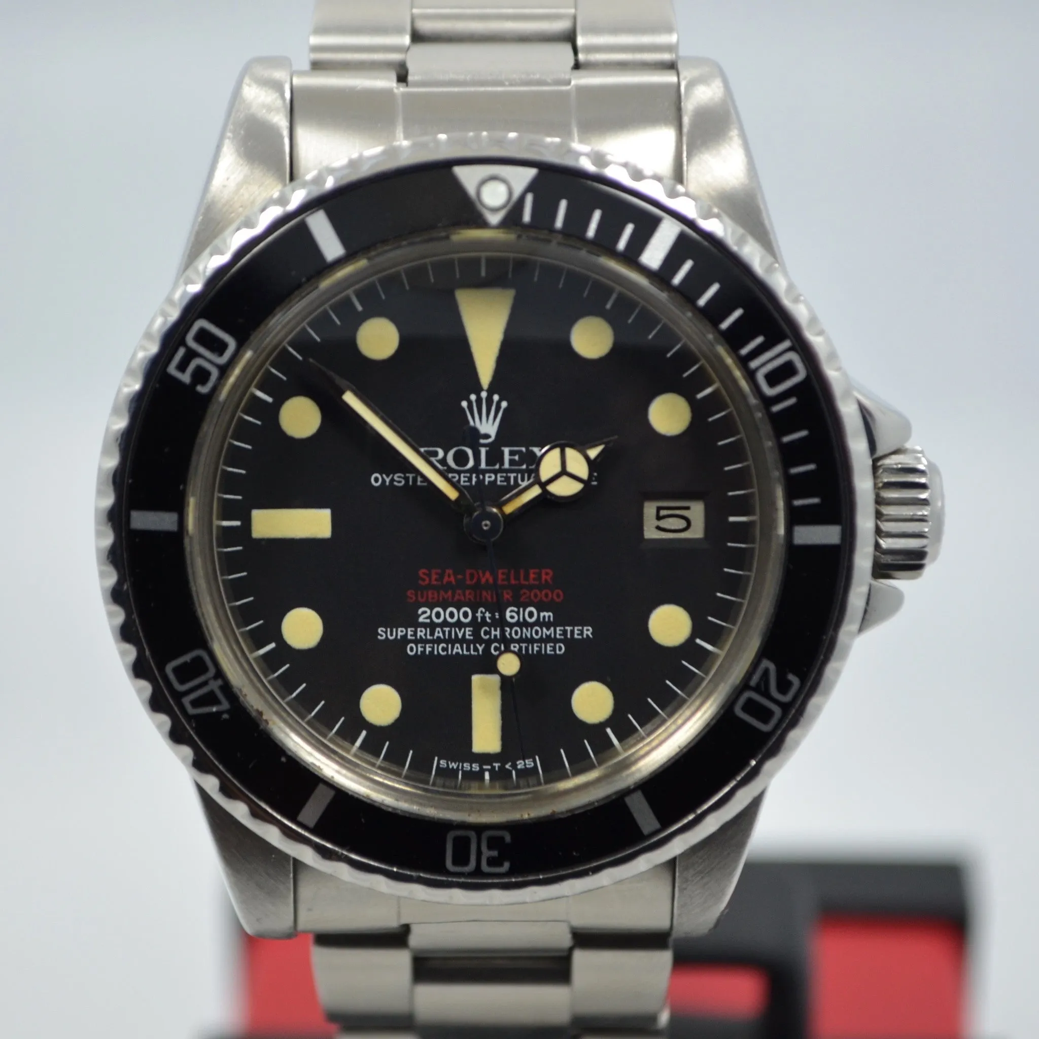 Vintage Rolex Double Red Sea Dweller Mark IV Automatic Watch Box Papers 1977