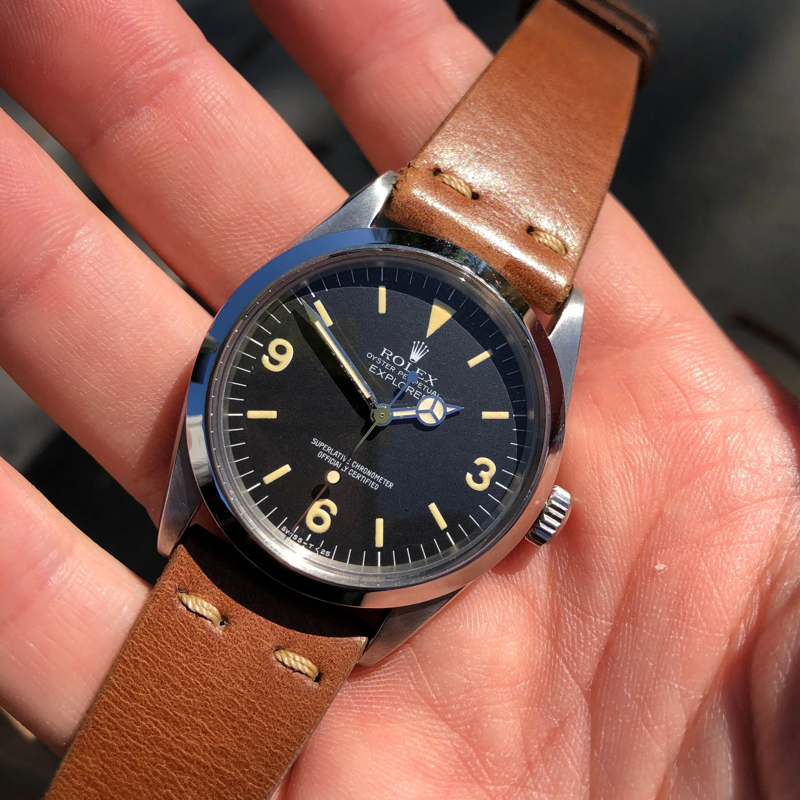 Vintage Rolex Explorer 1016 Matte Black Caliber 1570 Automatic Wristwatch