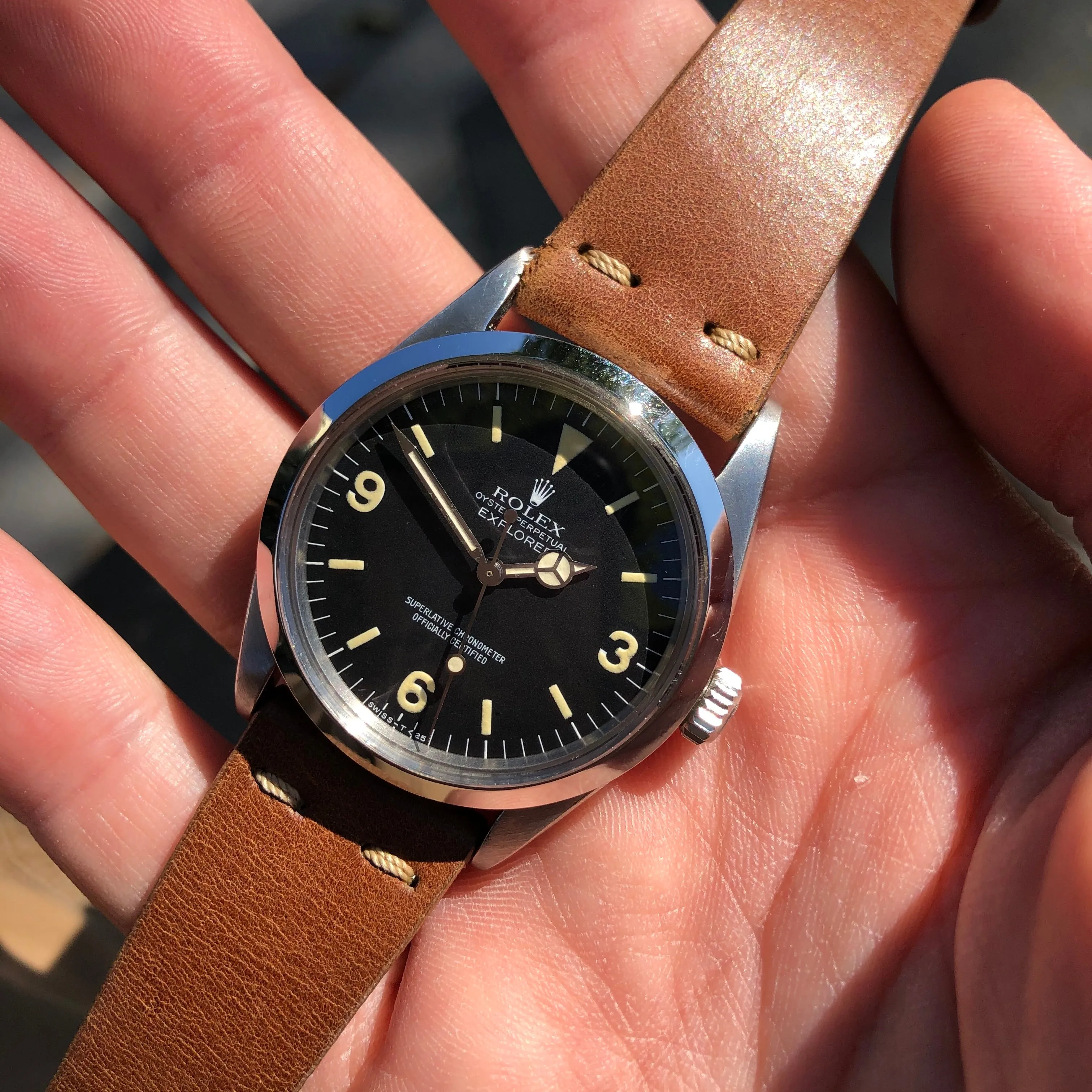 Vintage Rolex Explorer 1016 Matte Black Caliber 1570 Automatic Wristwatch