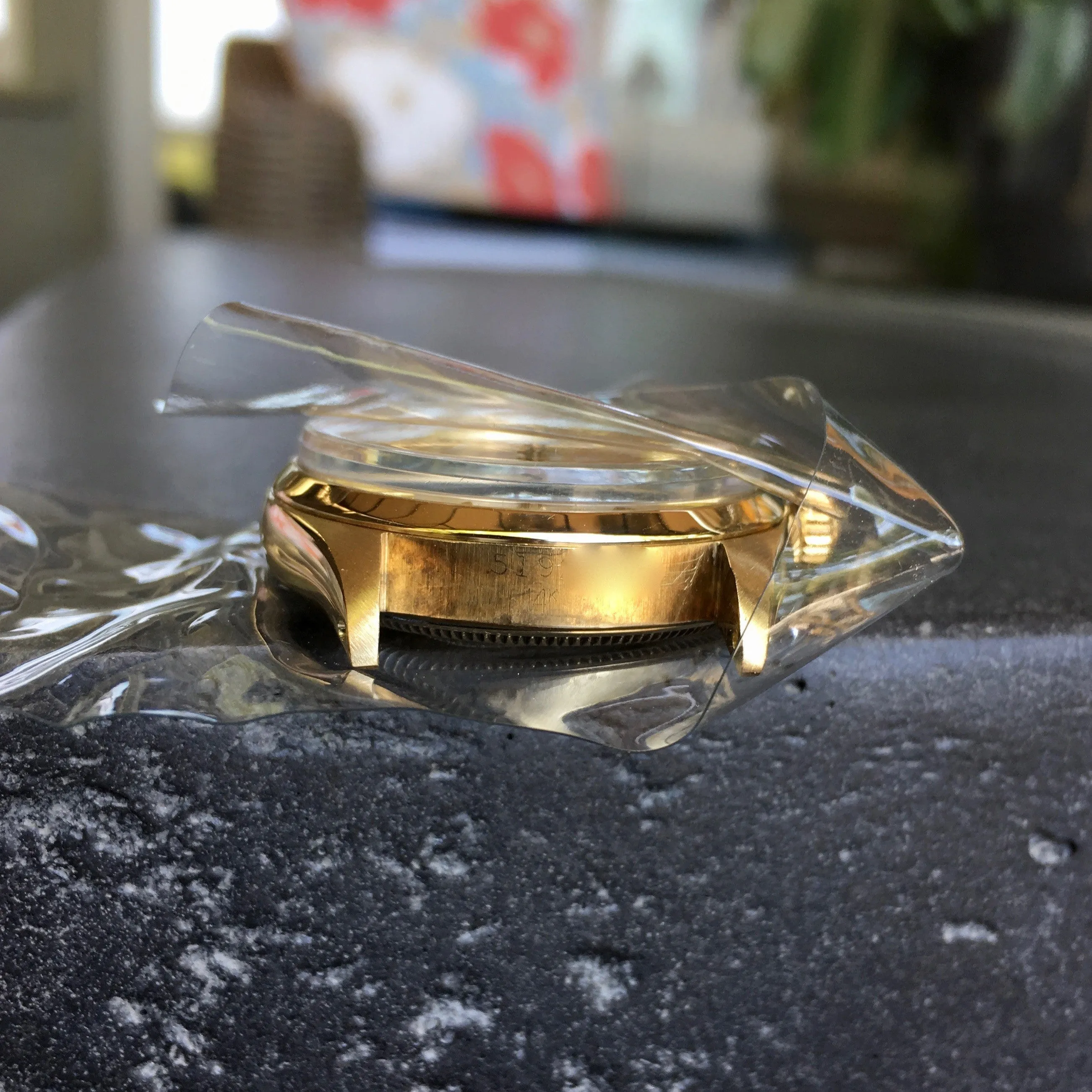 Vintage Rolex Oyster Perpetual 1002 14K Yellow Gold Caliber 1560 Silver Wristwatch