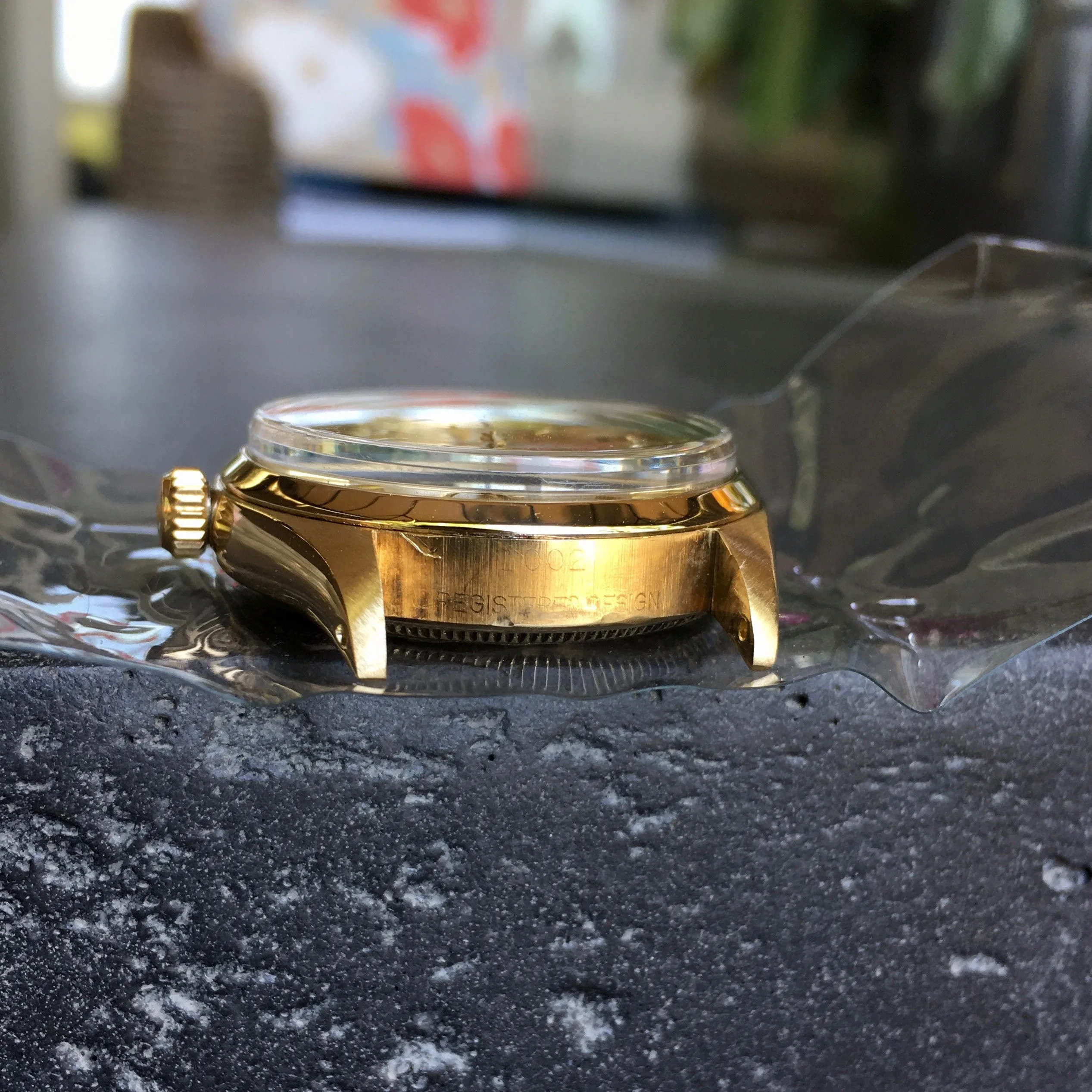 Vintage Rolex Oyster Perpetual 1002 14K Yellow Gold Caliber 1560 Silver Wristwatch