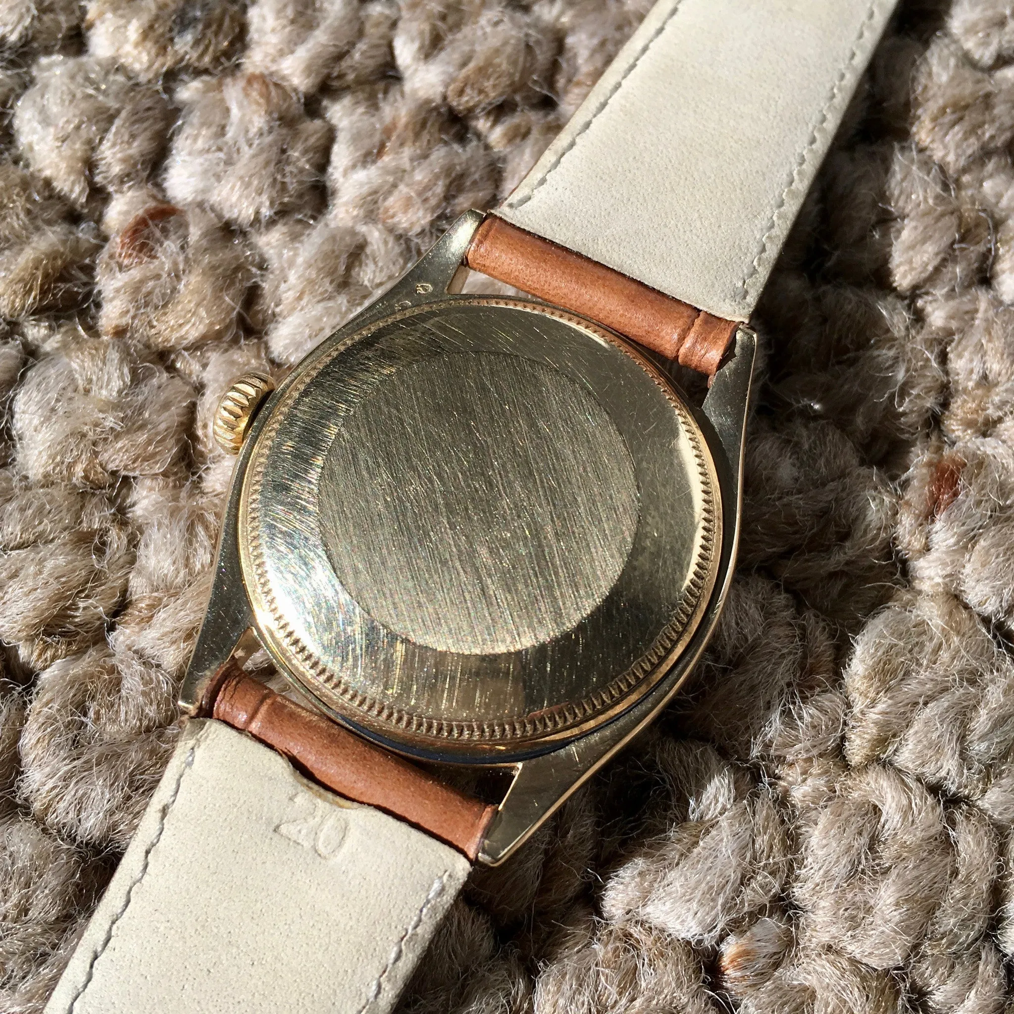 Vintage Rolex Oyster Perpetual 6085 14K Yellow Gold Silver 1954 Wristwatch