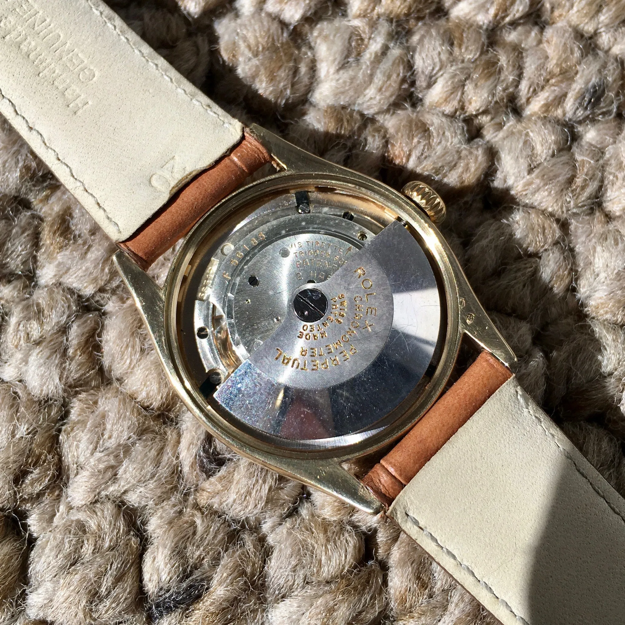 Vintage Rolex Oyster Perpetual 6085 14K Yellow Gold Silver 1954 Wristwatch