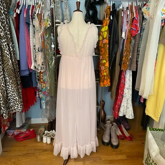 Vintage Ruffled Intime Nightgown - Size Large