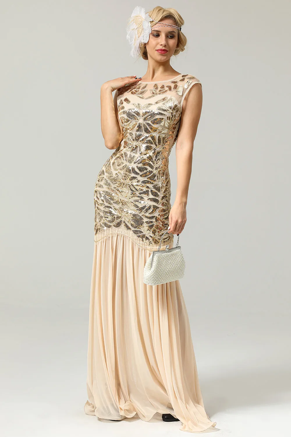 Vintage Sequins Banquet Evening 1920s Dress