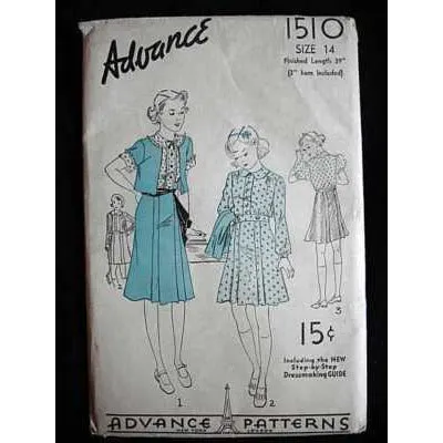 Vintage Sewing Pattern Advance #1510 Girls Dress With Bolero