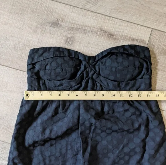 Vintage Sheer Fully Lined Polkadot Romantic Strapless Dress Sweetheart Neckline