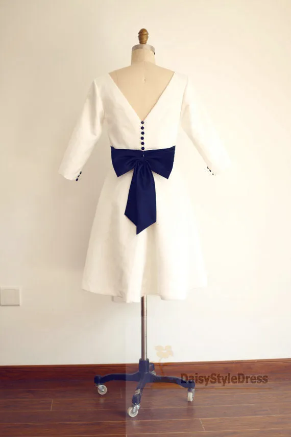 Vintage Short Length Half Sleeve Wedding Dress