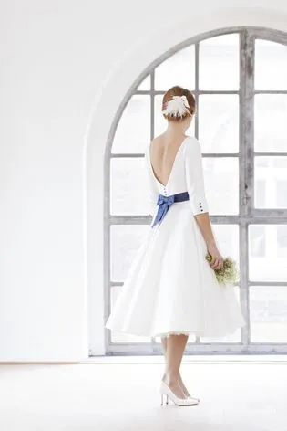 Vintage Short Length Half Sleeve Wedding Dress