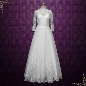 Vintage Style Lace Wedding Dress with High Neck | MARCH