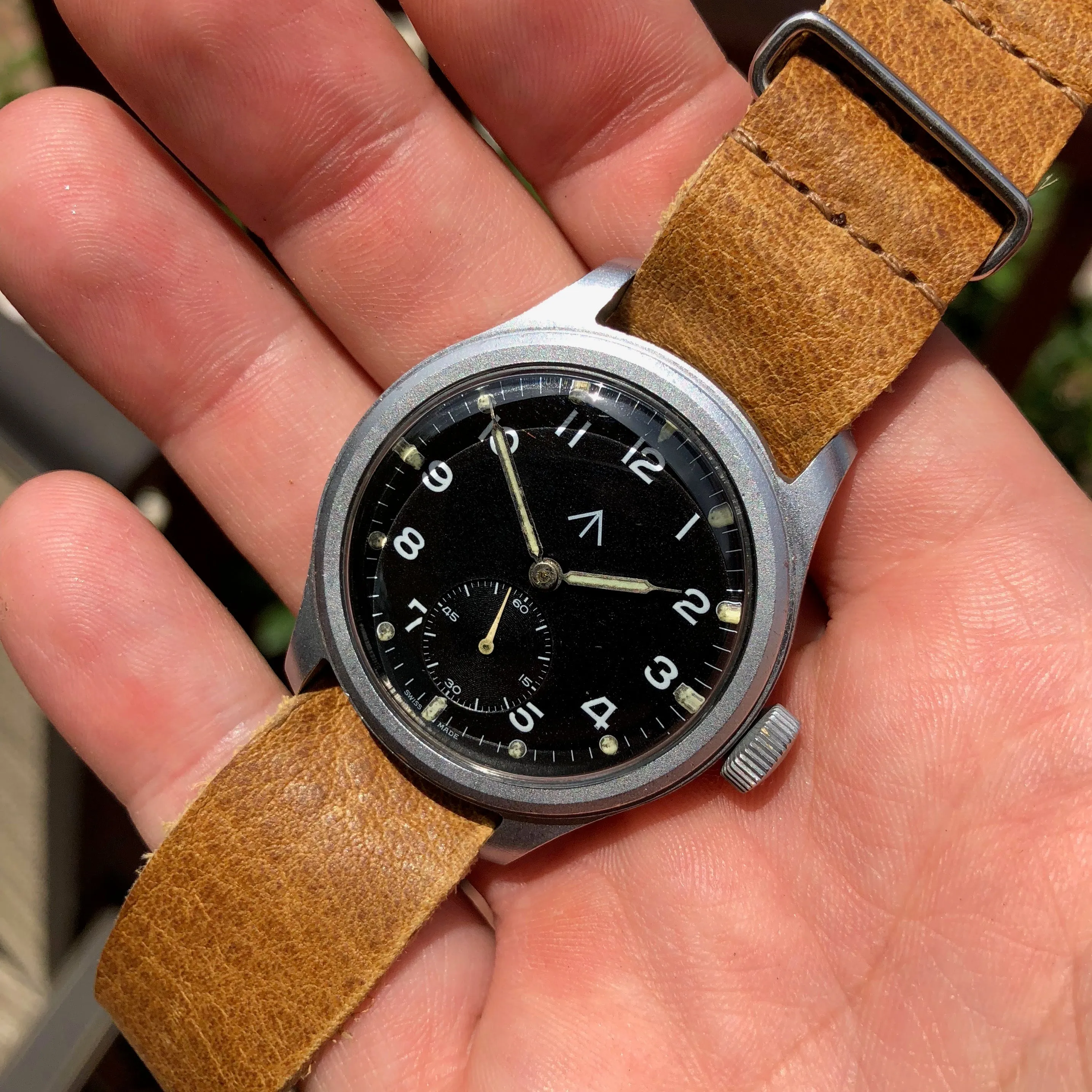 Vintage Timor WWW Military Dirty Dozen Sterile MoD WWII Black Wristwatch