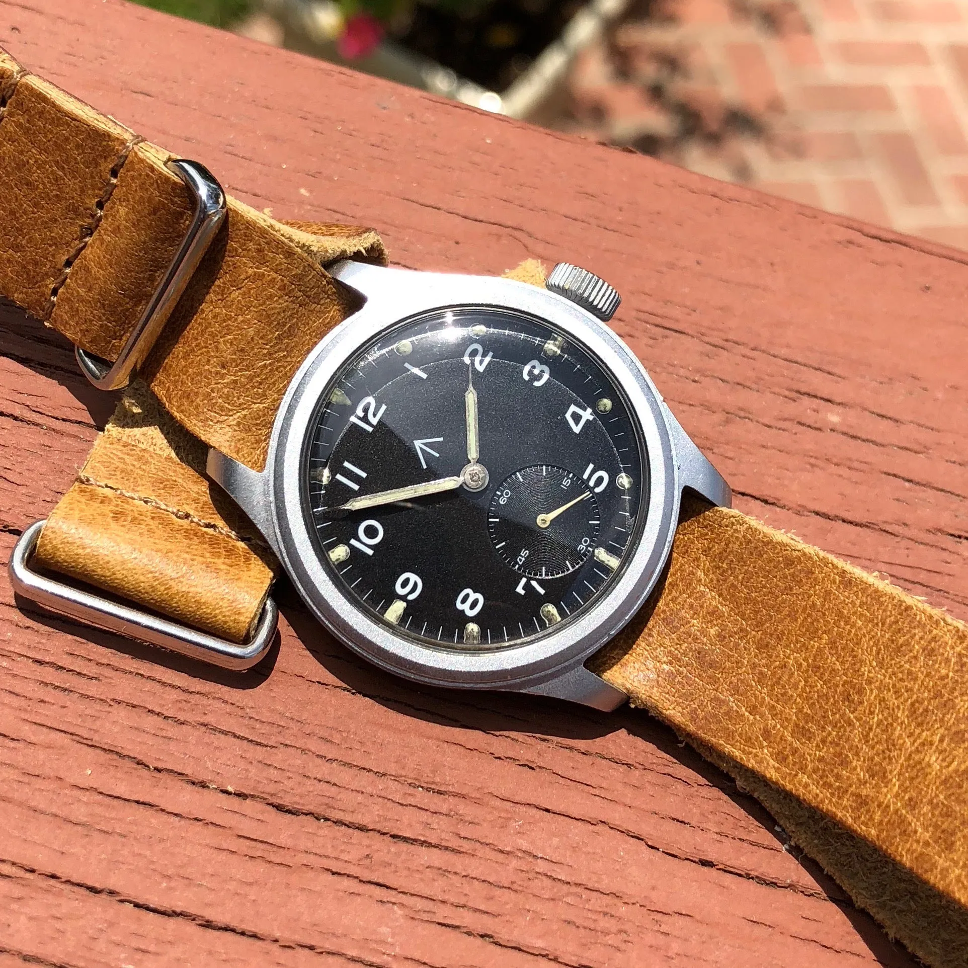 Vintage Timor WWW Military Dirty Dozen Sterile MoD WWII Black Wristwatch