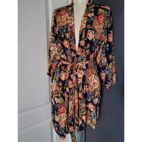 Vintage Victoria Secret Floral Slip Dress W/ Matching Robe Sz Small