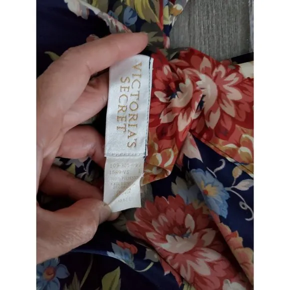 Vintage Victoria Secret Floral Slip Dress W/ Matching Robe Sz Small
