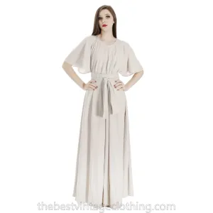 Vintage Vuokko Angel Sleeve Tent Dress Maxi Gown Dove Gray Cotton XXS 1970s