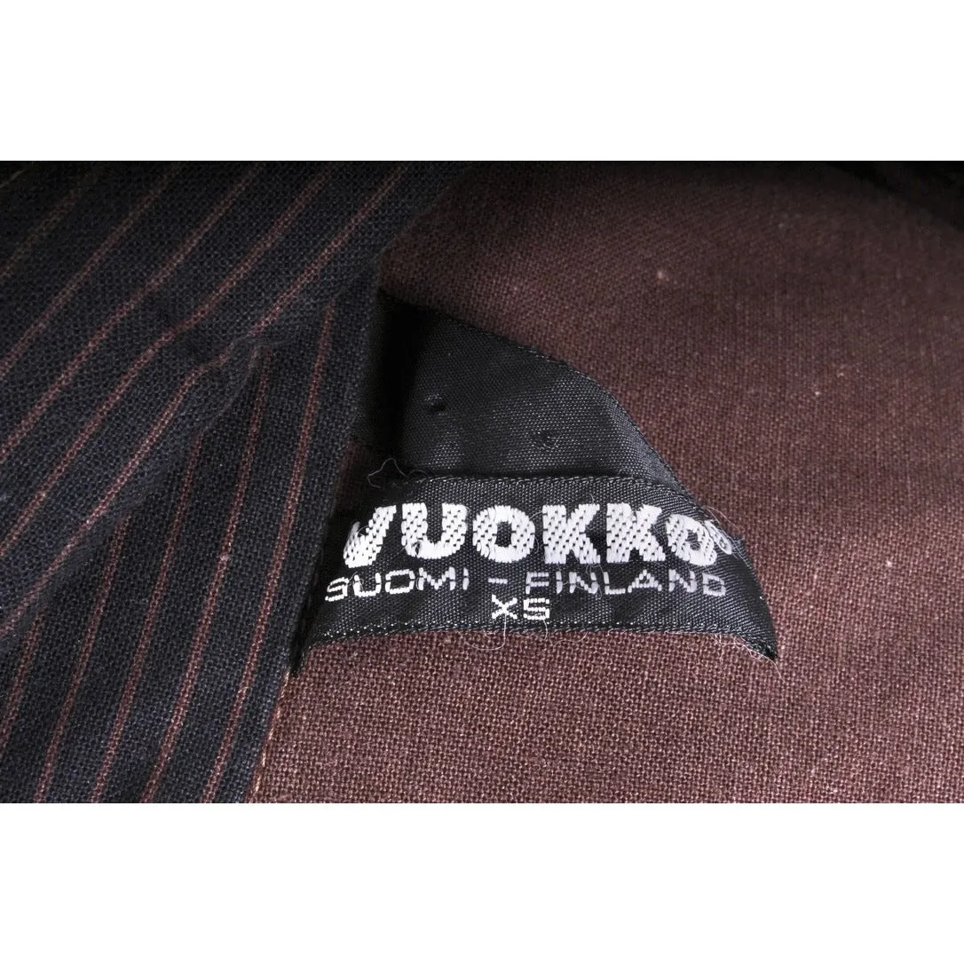 Vintage Vuokko Column Dress Cotton Black Brown Stripes Late 1970s  XS/S