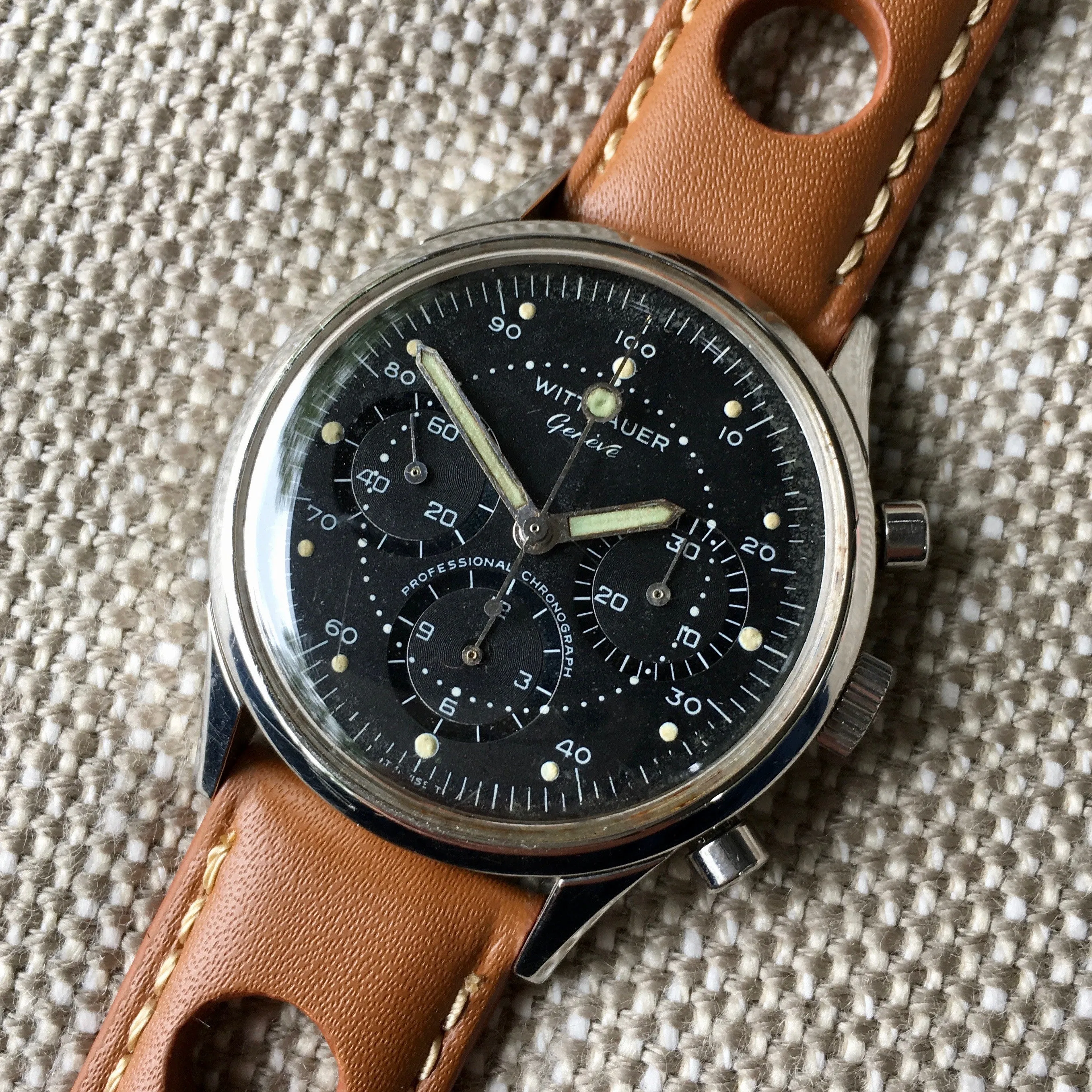 Vintage Wittnauer Professional Chronograph 242T Steel Wristwatch Valjoux 72 Wristwatch