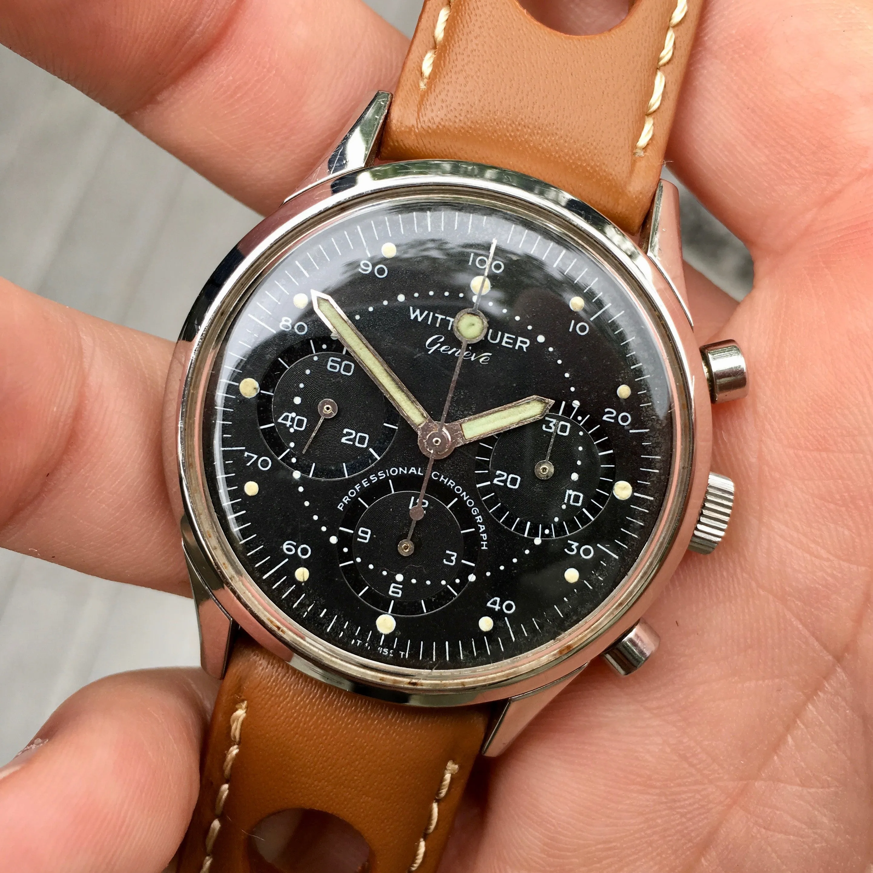 Vintage Wittnauer Professional Chronograph 242T Steel Wristwatch Valjoux 72 Wristwatch