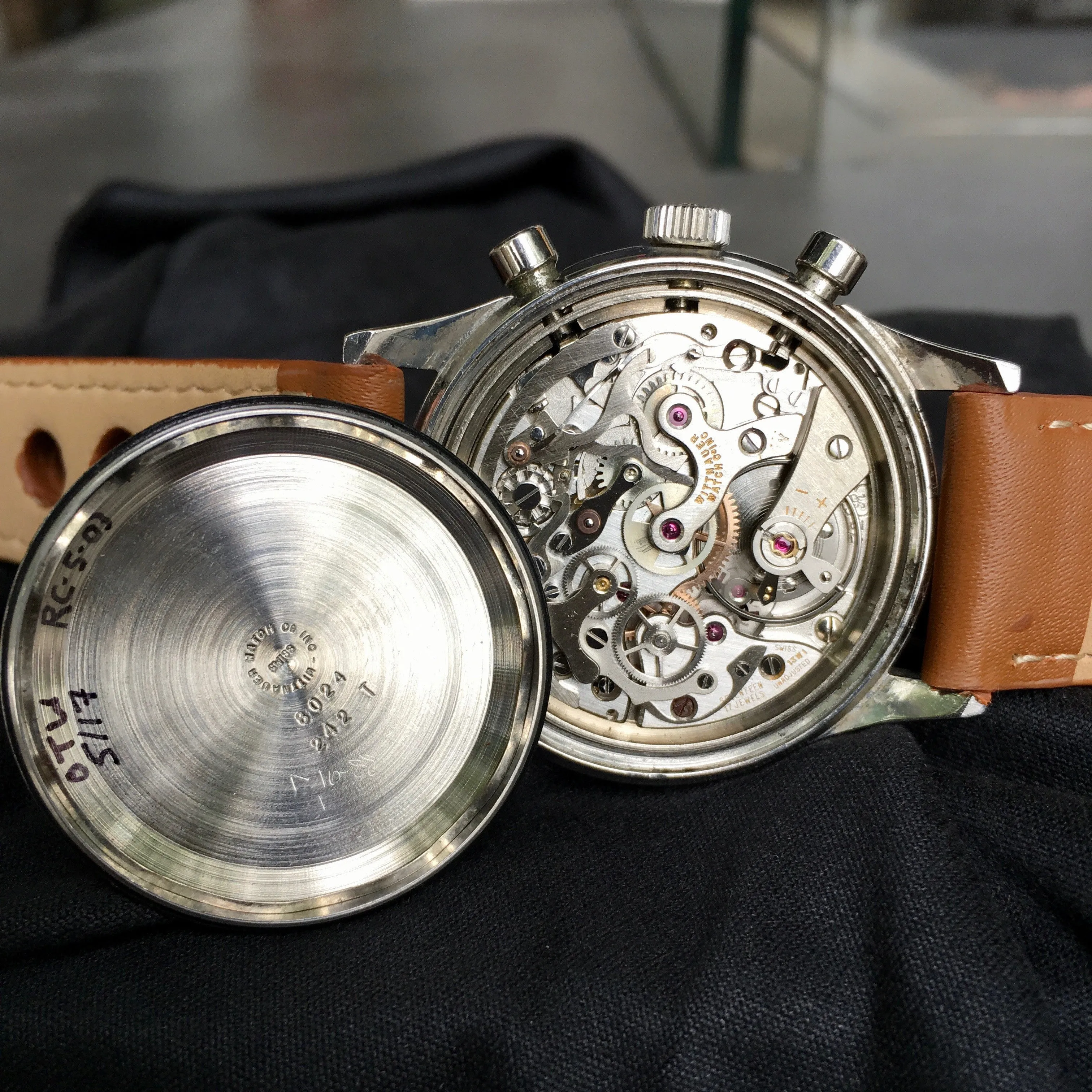 Vintage Wittnauer Professional Chronograph 242T Steel Wristwatch Valjoux 72 Wristwatch