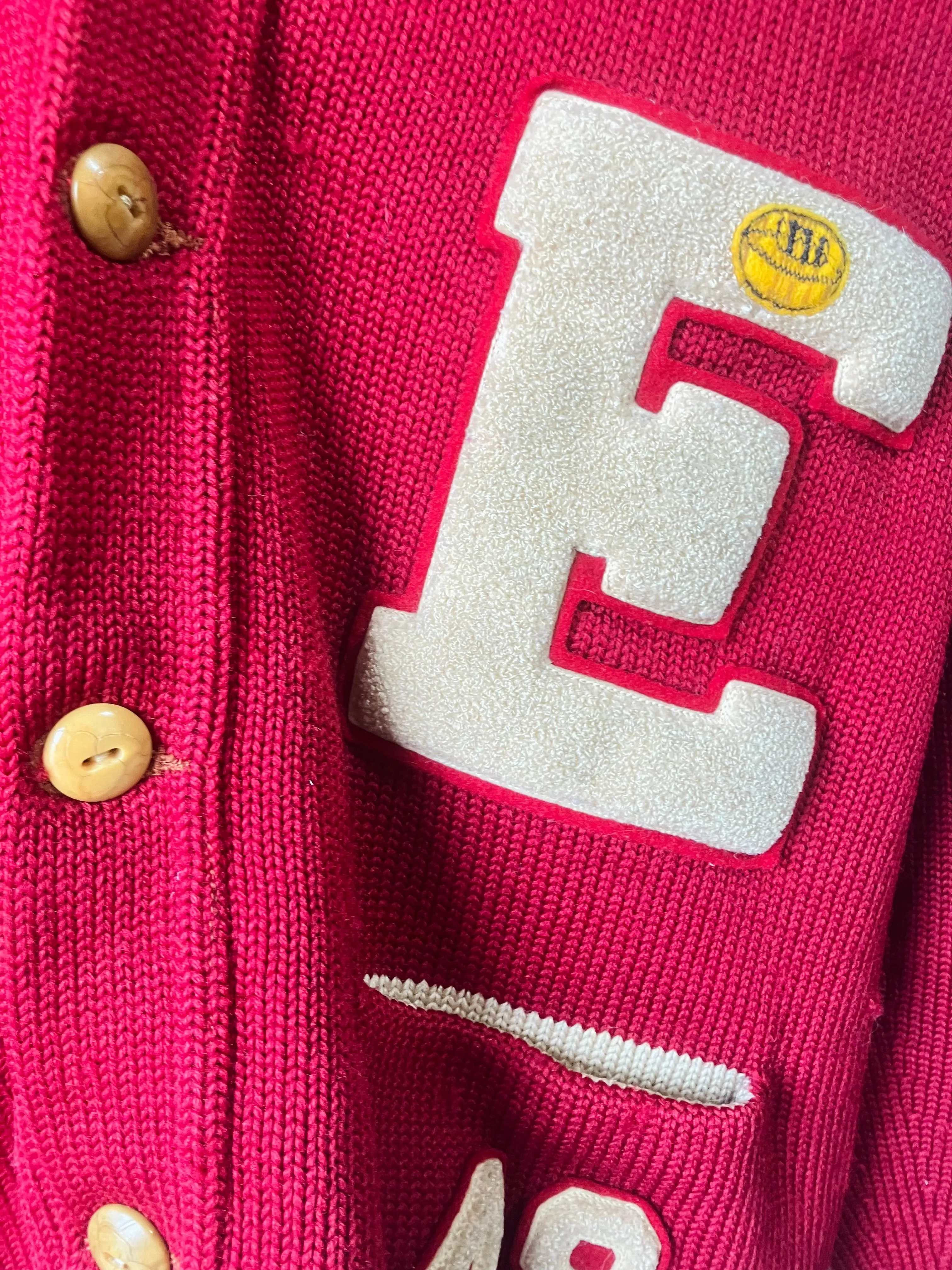 Vintage Woolen Wear 1949 Cherry Red Letterman Sweater