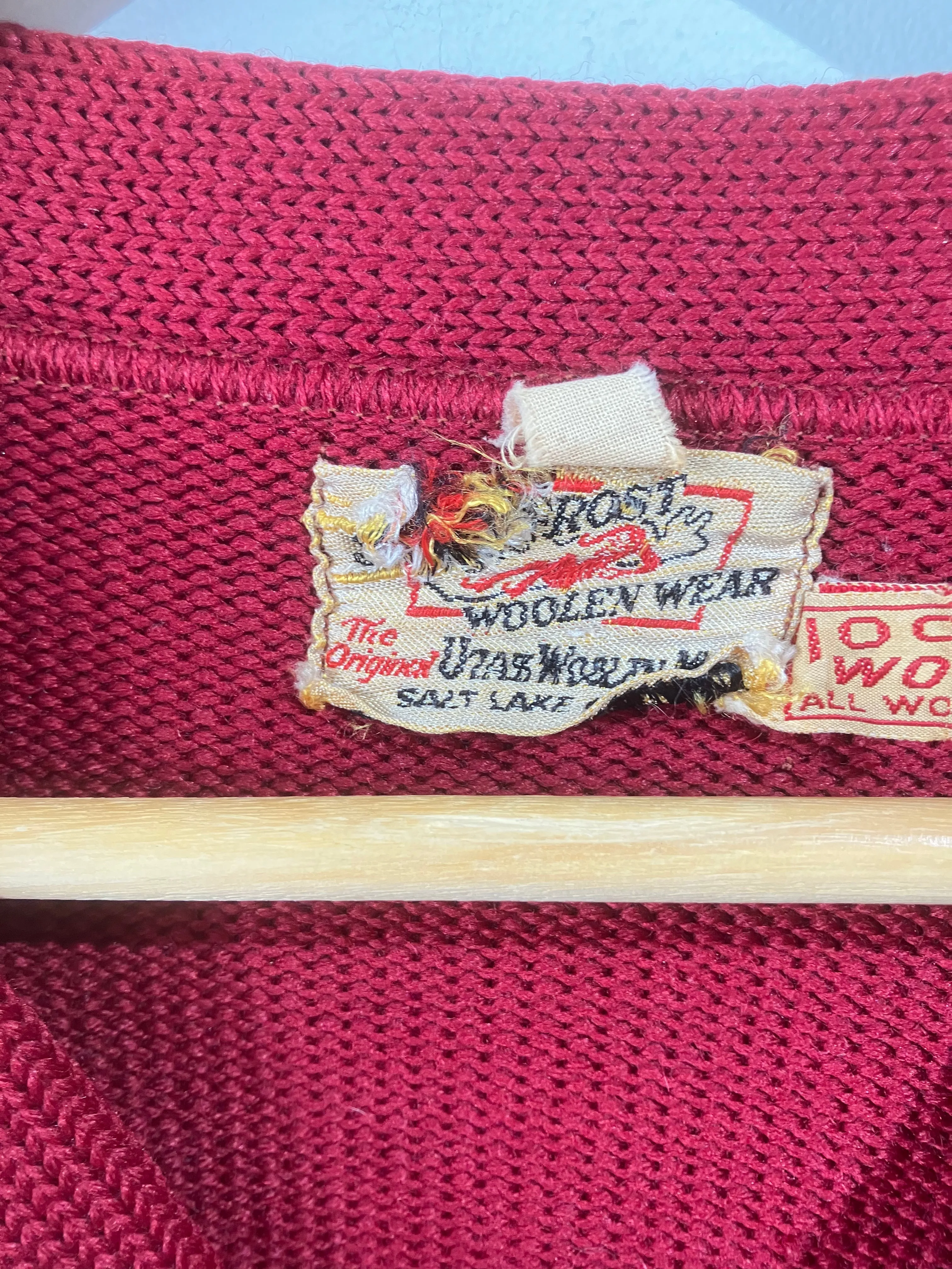 Vintage Woolen Wear 1949 Cherry Red Letterman Sweater