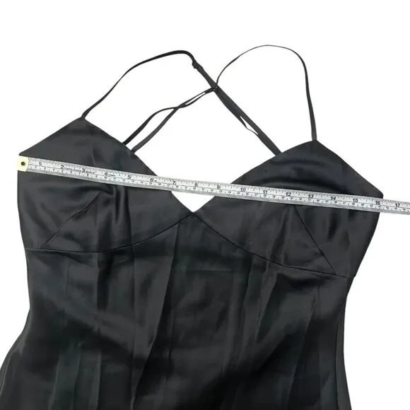 Vintage Y2K Victorias Secret Satin Maxi Slip Dress Black S Dark Romantic Vampire