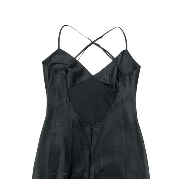 Vintage Y2K Victorias Secret Satin Maxi Slip Dress Black S Dark Romantic Vampire