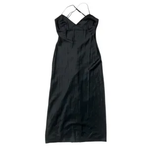Vintage Y2K Victorias Secret Satin Maxi Slip Dress Black S Dark Romantic Vampire