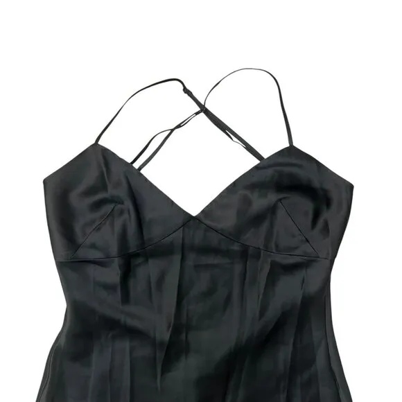 Vintage Y2K Victorias Secret Satin Maxi Slip Dress Black S Dark Romantic Vampire