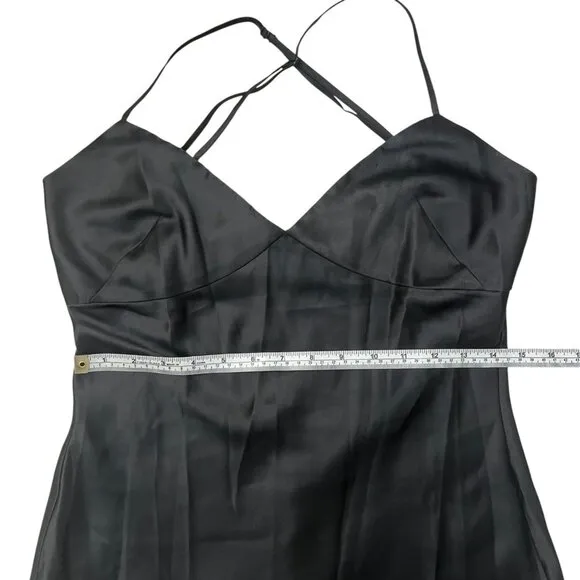 Vintage Y2K Victorias Secret Satin Maxi Slip Dress Black S Dark Romantic Vampire