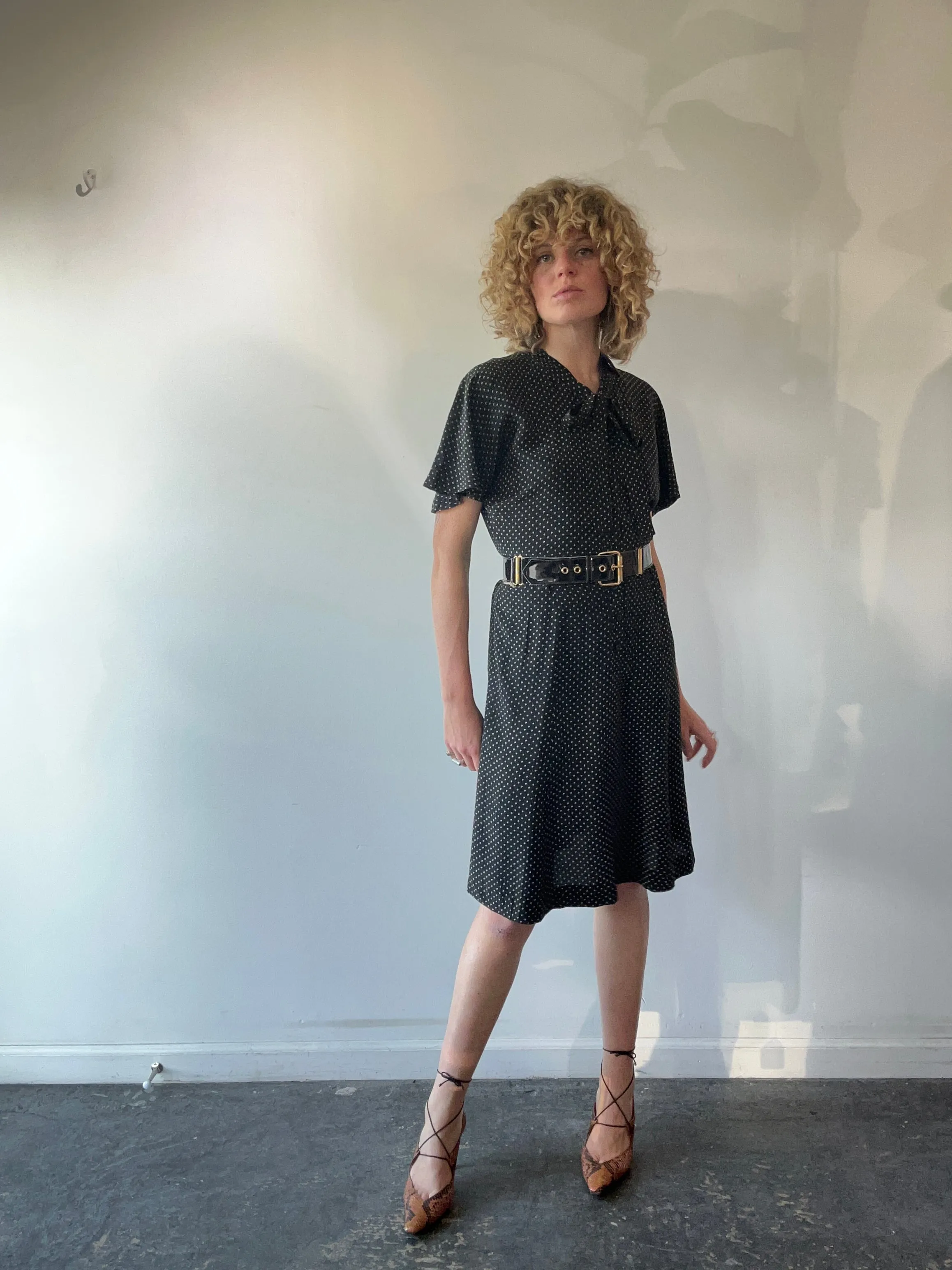 Vintage Yves Saint Laurent Black Silk Apostrophe Dress