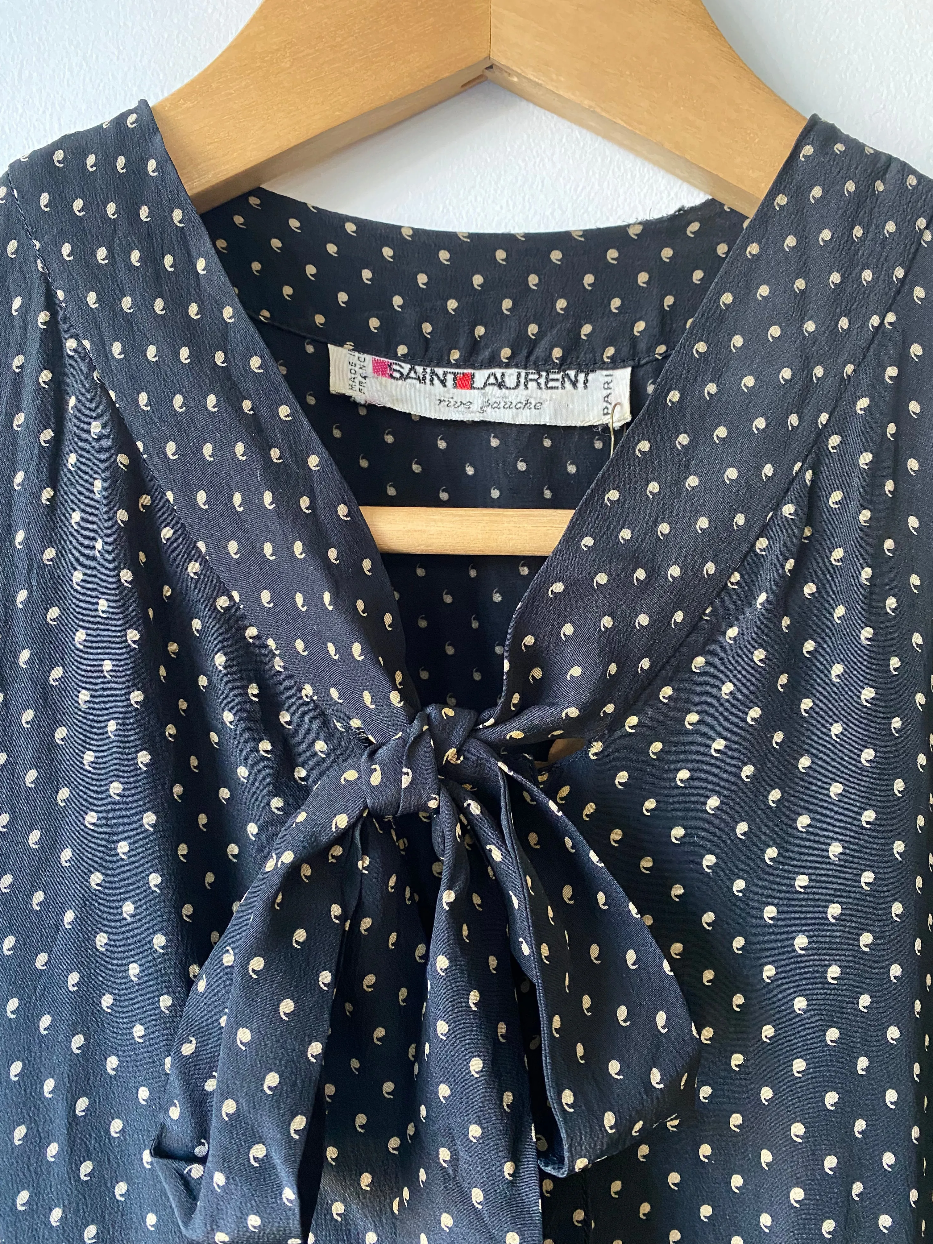Vintage Yves Saint Laurent Black Silk Apostrophe Dress