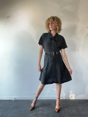 Vintage Yves Saint Laurent Black Silk Apostrophe Dress