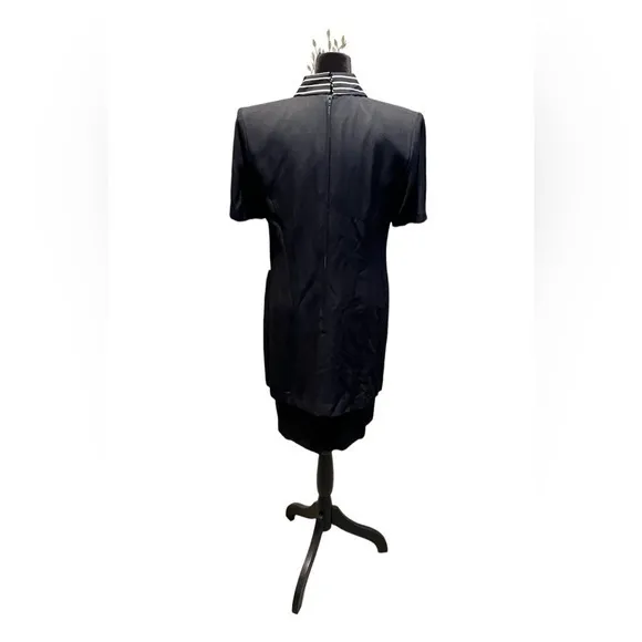 Virgo II Deadstock Vintage Pinstripe Collar Buttons‎ Zip Back NWT Black Size 6