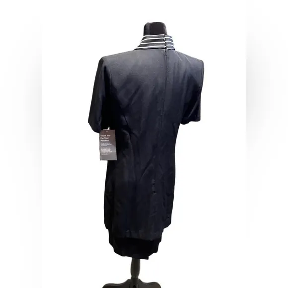 Virgo II Deadstock Vintage Pinstripe Collar Buttons‎ Zip Back NWT Black Size 6