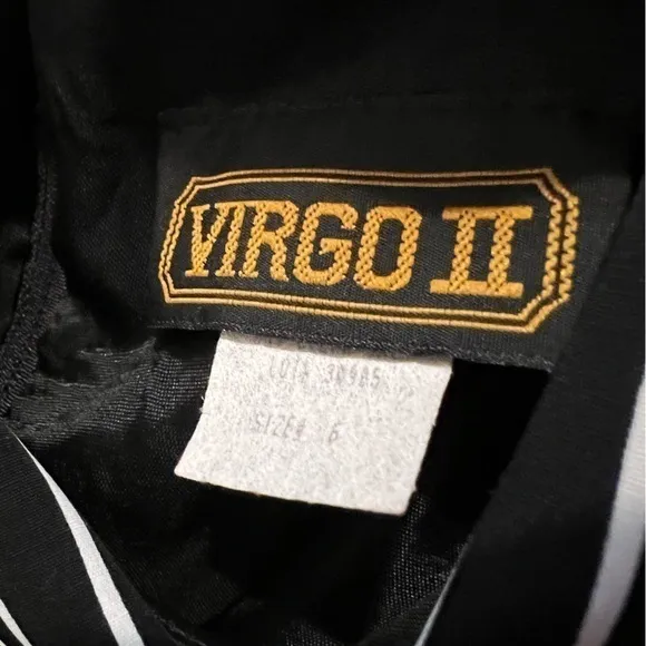 Virgo II Deadstock Vintage Pinstripe Collar Buttons‎ Zip Back NWT Black Size 6